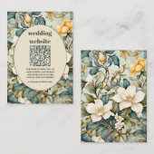 QR Code Wasserfarbe Weißer Lilie Jugendstil Hochze Begleitkarte (Vorne/Hinten)