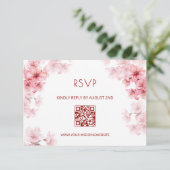 QR-Code | Wasserfarben-Kirschblüten-RSVP Begleitkarte (Stehend Vorderseite)