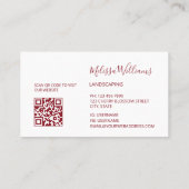 QR-Code | Wasserfarben-Rosa-Rosen-Logo Visitenkarte (Rückseite)