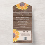 QR-Code Wasserfarben Sonnenblumenholz All In One Einladung (Innen Boden)