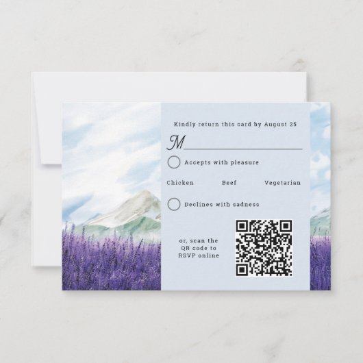 QR Code Wasserfarbenfrohe Hochzeit RSVP Karte (Vorderseite)