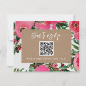 QR-Code Wasserfarbrosa Anemone Wedding RSVP (Vorderseite)