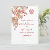 QR-Code | Watercolor Boho Blume Chinesische Hochze Einladung (Stehend Vorderseite)