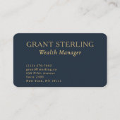 QR Code Wealth Manager Navy Blue Gold Visitenkarte (Vorderseite)