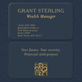 QR Code Wealth Manager Navy Blue Gold  Visitenkarte