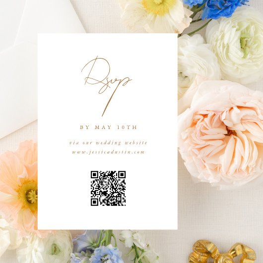 QR Code Website Elegantes Minimalistisches Script RSVP Karte