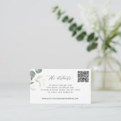 QR CODE Website für elegante Eukalyptus Hochzeit Begleitkarte (Stehend Vorderseite)