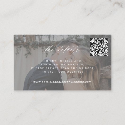 QR-CODE-Website für Hochzeiten - Mindestangaben zu Begleitkarte (Vorderseite)