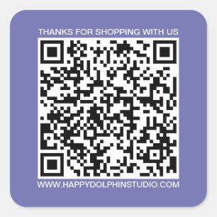 QR-Code Website für kleine Unternehmen Blau Quadratischer Aufkleber