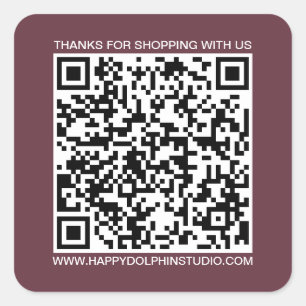 QR Code Website für kleine Unternehmen Burgundy Quadratischer Aufkleber