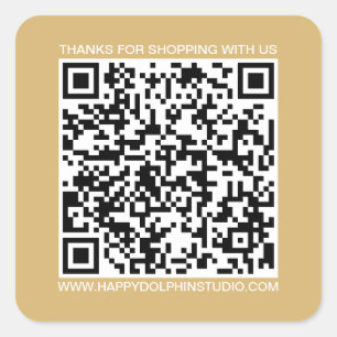 QR-Code Website für kleine Unternehmen Gold Gelb Quadratischer Aufkleber