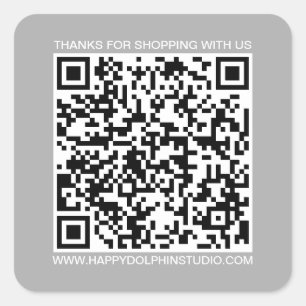 QR Code Website für kleine Unternehmen grau Quadratischer Aufkleber