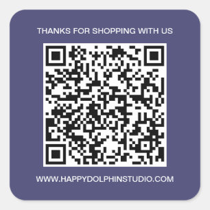 QR-Code Website für kleine Unternehmen Navy Blue Quadratischer Aufkleber