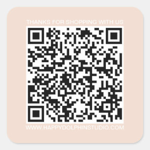 QR-Code Website für kleine Unternehmen Pastell Ros Quadratischer Aufkleber