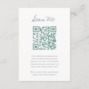 QR-Code Website Hochzeit monogramm grün Begleitkarte