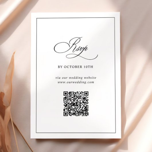 QR Code Website Klassischer RSVP für Schwarz und W Begleitkarte