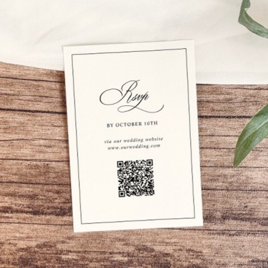 QR Code Website Klassischer RSVP für Schwarz und W Begleitkarte