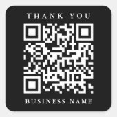 QR Code Website Link Vielen Dank Business Black Quadratischer Aufkleber (Vorderseite)
