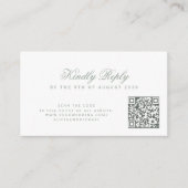 QR-Code-Website-Monogramm Salbeigrün Hochzeit Begleitkarte (Vorderseite)