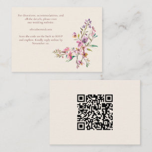 QR-Code-Website Rosa Lila Wildblumen Hochzeit Begleitkarte