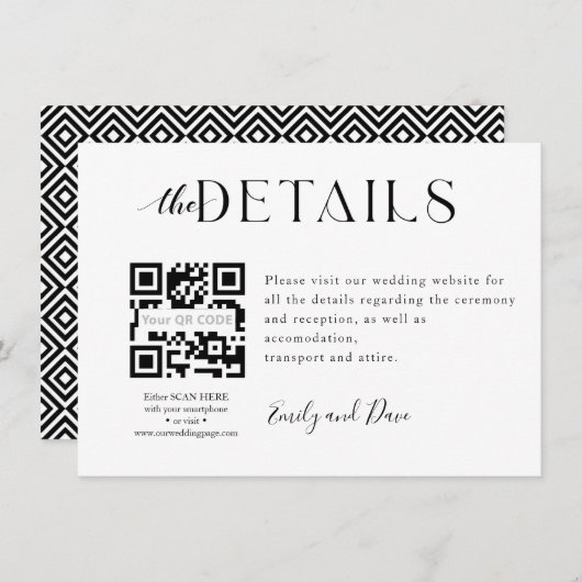 QR CODE-Website-Umschließungskarte für Hochzeiten Begleitkarte (Vorne/Hinten)