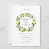 QR Code Wedding Botanical Lemon Greenerity Wreath Einladung (Vorderseite)