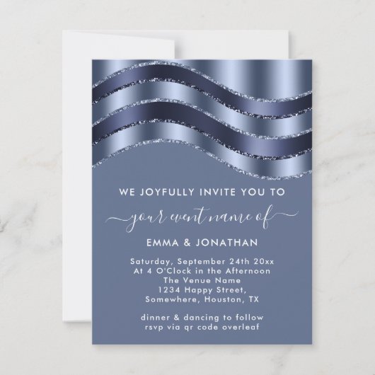 QR Code Wedding Brautparty Blue Navy (Vorderseite)