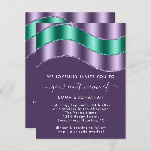 QR Code Wedding Brautparty Lila Emerald (Vorne/Hinten)