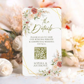 QR Code Wedding Details Boho Gold Foliage Begleitkarte