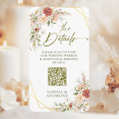 QR Code Wedding Details Boho Gold Foliage Begleitkarte
