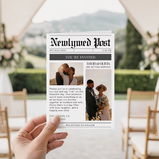 QR Code Wedding Details Newspaper Wedding Einladung