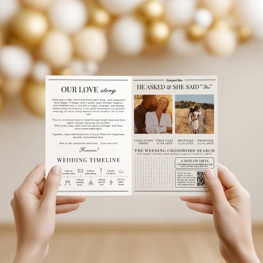 QR Code Wedding Details Newspaper Wedding Einladung