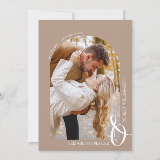 QR Code Wedding Foto Tan Save the Date (Vorderseite)