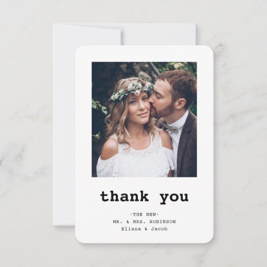 QR Code Wedding Foto Webseite Einfache Schreibmasc Dankeskarte (Vorderseite)