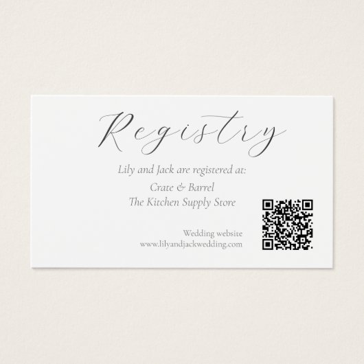 QR Code Wedding Gift Registrierungskarte (Vorderseite)