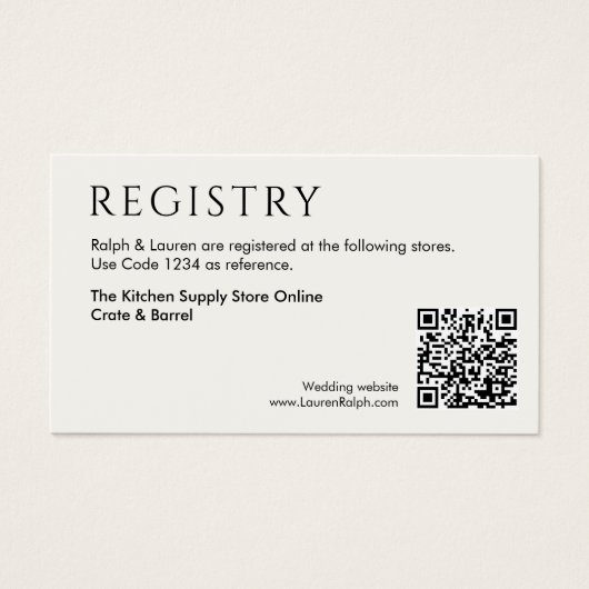 QR Code Wedding Gift Registrierungskarte (Vorderseite)