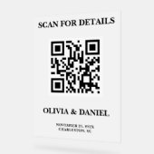 QR Code Wedding Info Mattiert Acrylschild (Winkel)