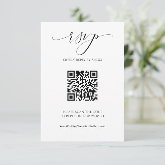 QR Code Wedding Modern Luxury Elegantes Script UAW RSVP Karte (Stehend Vorderseite)