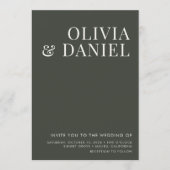 QR Code Wedding Olive Green Minimalist Photo Einladung (Vorderseite)