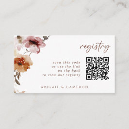 QR Code Wedding Registry Card Terracotta Floral Begleitkarte