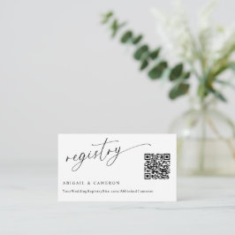 QR Code Wedding Registry Delicate Calligraphy Begleitkarte