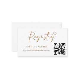 QR Code Wedding Registry Elegante Gold Calligraphy Begleitkarte