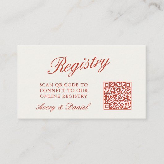 QR Code Wedding Registry Elfenbein Begleitkarte (Vorderseite)