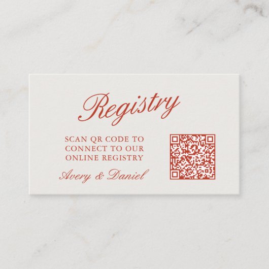 QR Code Wedding Registry Elfenbein Begleitkarte (Vorderseite)