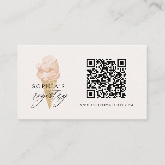 QR Code Wedding Registry Ice Cream Brautparty Begleitkarte (Vorderseite)