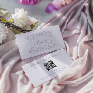 QR Code Wedding Registry Lila Elegant Vintag Begleitkarte
