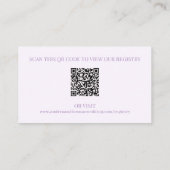 QR Code Wedding Registry Lila Elegant Vintag Begleitkarte (Rückseite)