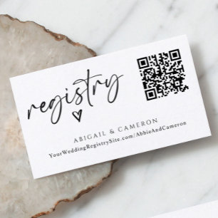 QR Code Wedding Registry Modernes einfaches Handwr Begleitkarte