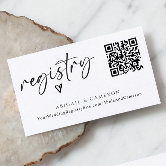 QR Code Wedding Registry Modernes einfaches Handwr Begleitkarte