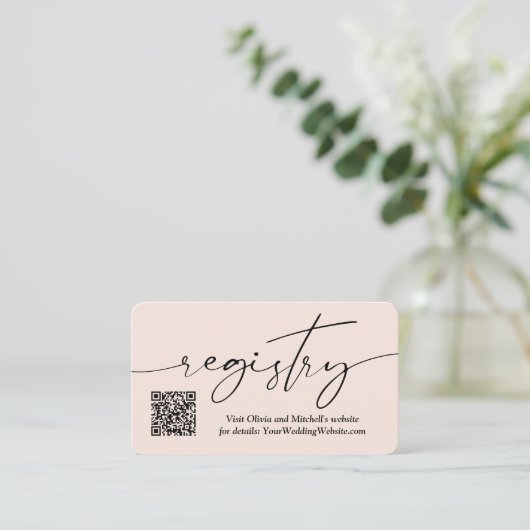 QR Code Wedding Registry Modernes einfaches Handwr Begleitkarte (Stehend Vorderseite)